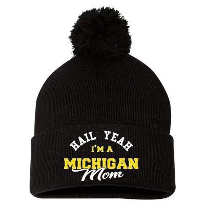 HAIL YEAH IM A MICHIGAN MOM Proud Michigan College USA Pom Pom 12in Knit Beanie
