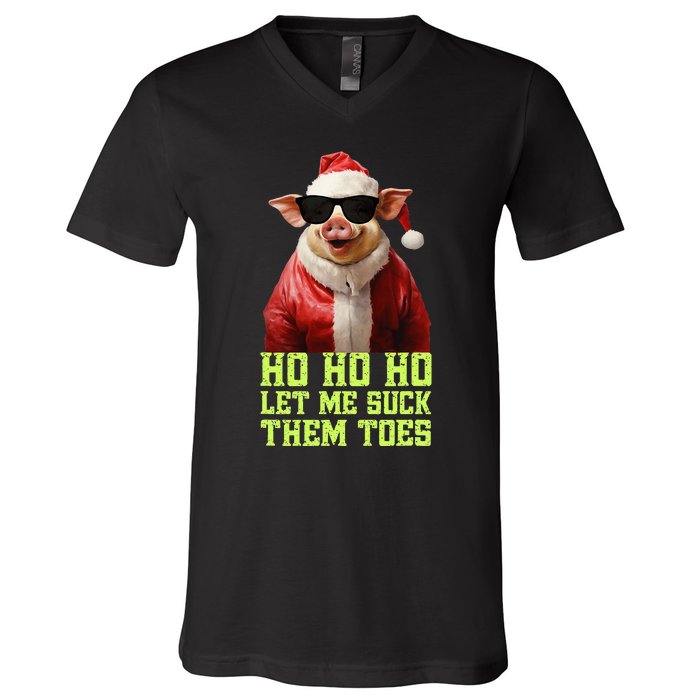 Hell Yeah I Suck Toes Weird Festive Embarrassing Christmas V-Neck T-Shirt