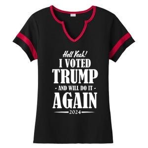 Hell Yeah I Voted Trump 2024 Ladies Halftime Notch Neck Tee