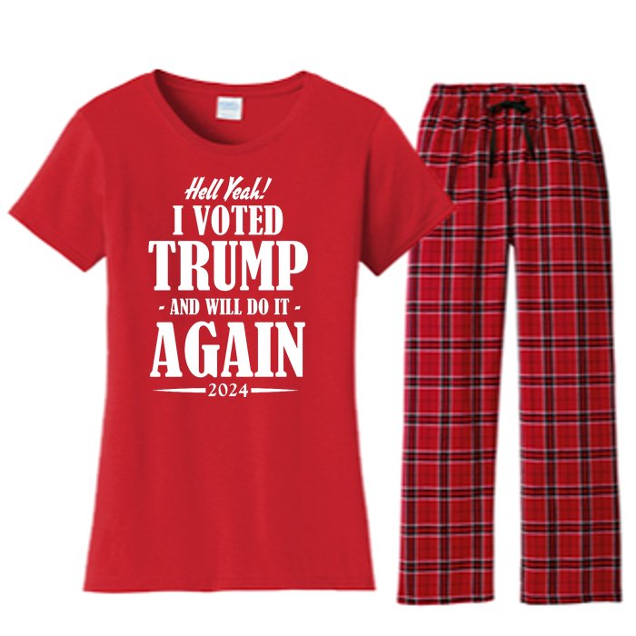 Hell Yeah I Voted Trump 2024 Women's Flannel Pajama Set