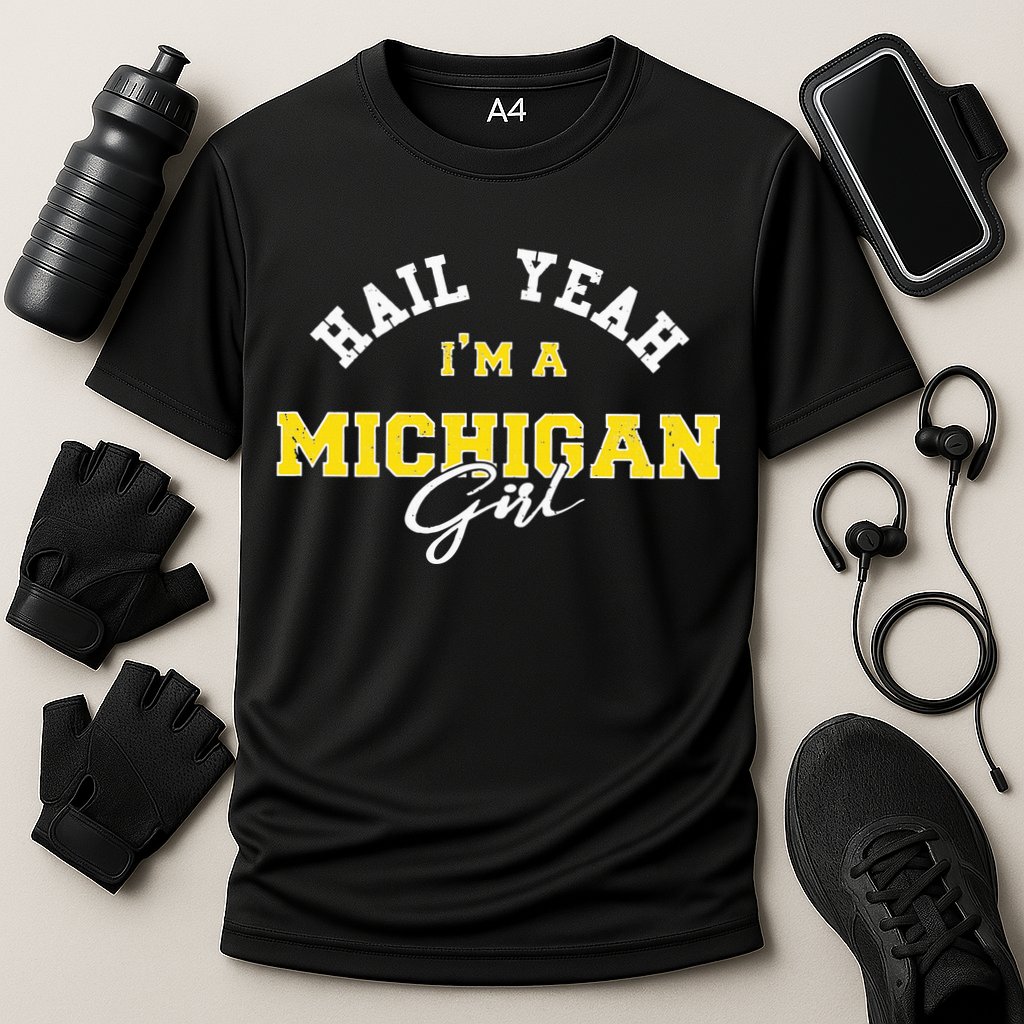 HAIL YEAH I'M A MICHIGAN GIRL Proud to be from Michigan USA Cooling Performance Crew T-Shirt