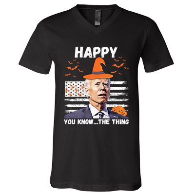 Happy You Know The Thing Funny Joe Biden Halloween Costume V-Neck T-Shirt