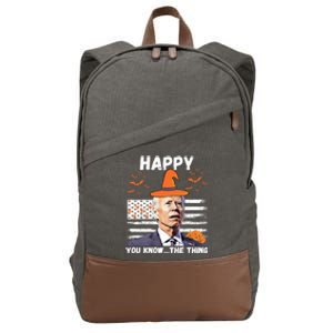 Happy You Know The Thing Funny Joe Biden Halloween Costume Cotton Canvas Backpack