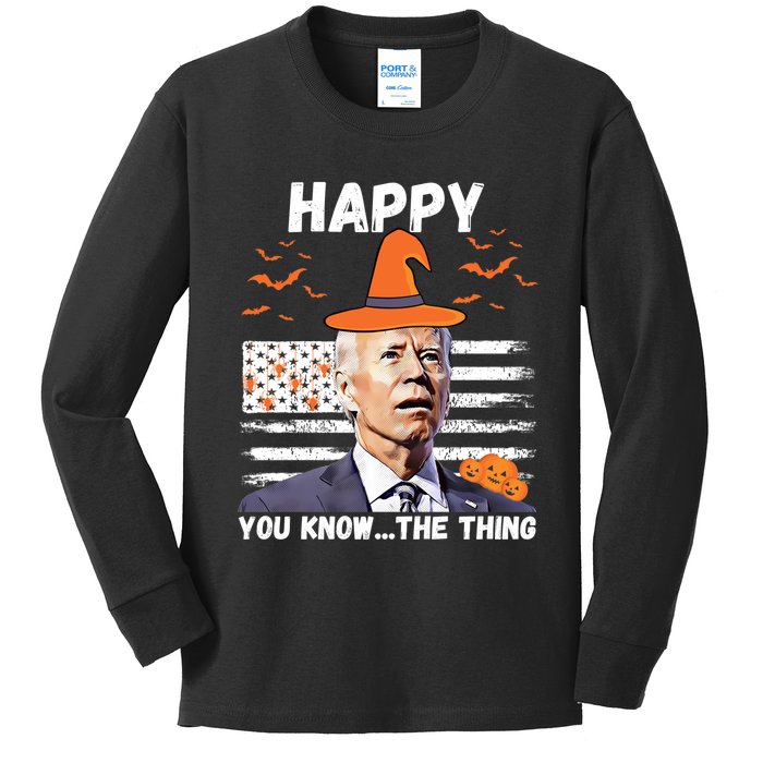 Happy You Know The Thing Funny Joe Biden Halloween Costume Kids Long Sleeve Shirt