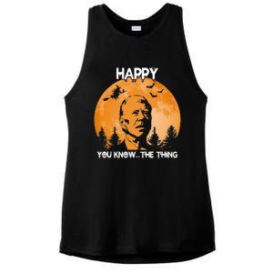 Happy You Know The Thing Funny Joe Biden Halloween Ladies PosiCharge Tri-Blend Wicking Tank