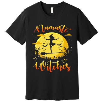 Halloween Yoga Lover Costume Gifts Namaste Witches Premium T-Shirt