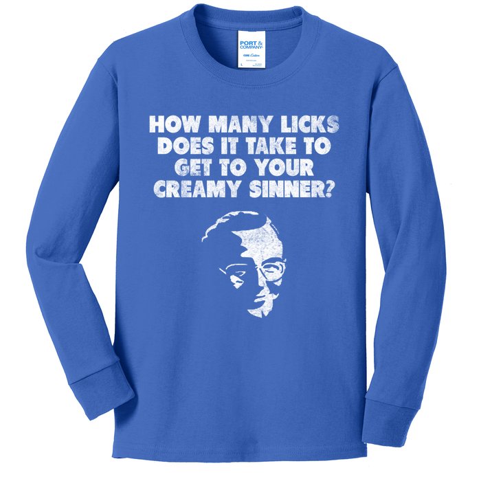 How Y Licks Does It Take To Get To Your Creamy Sinner? Great Gift Kids Long Sleeve Shirt