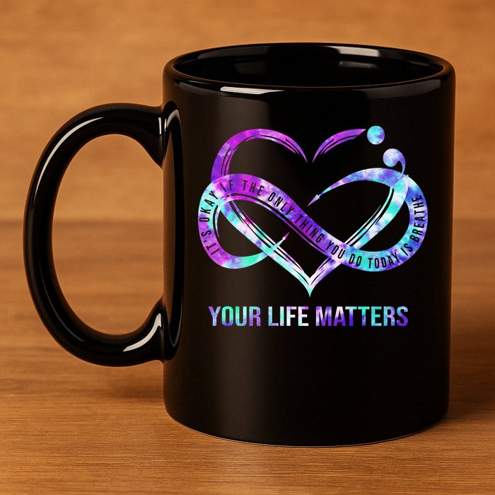 Heart Your Life Matters Suicide Prevention Awareness 11oz C Handle Ceramic Mug