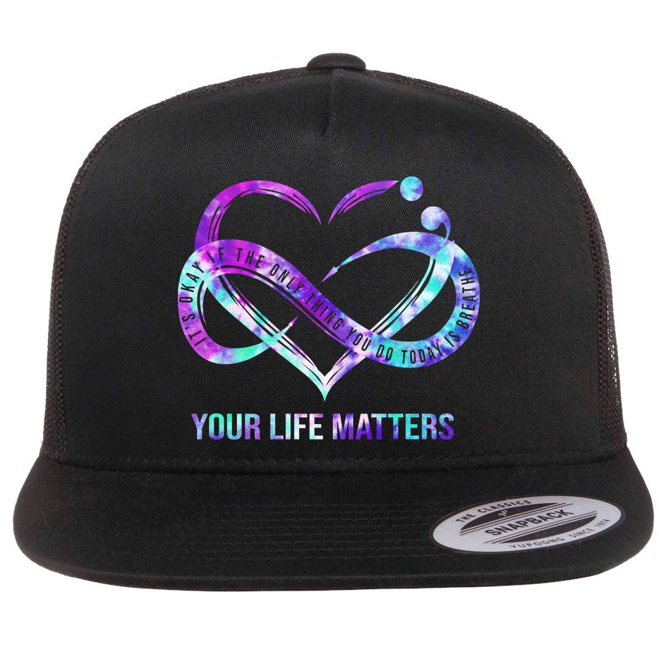 Heart Your Life Matters Suicide Prevention Awareness Flat Bill Trucker Hat