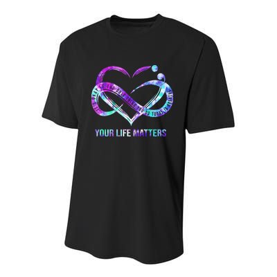 Heart Your Life Matters Suicide Prevention Awareness Youth Performance Sprint T-Shirt