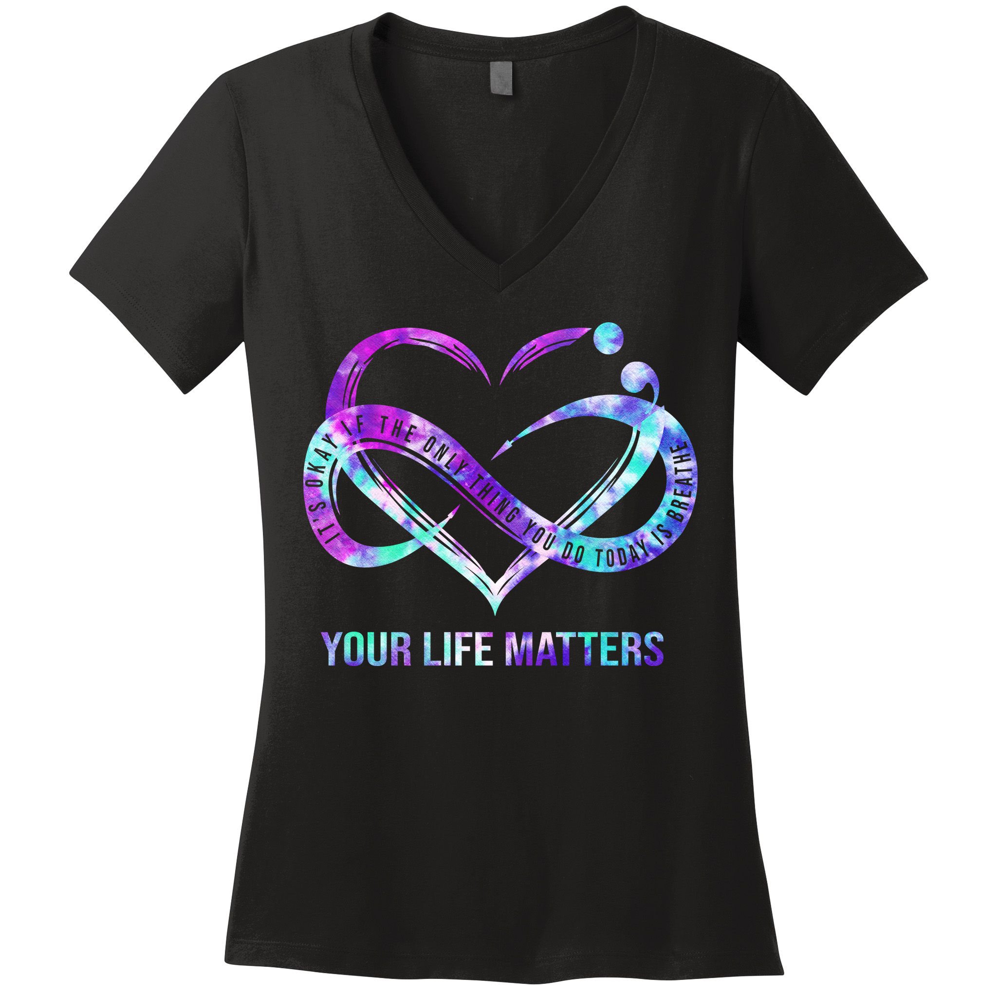 Heart Your Life Matters Suicide Prevention Awareness Women's V-Neck T-Shirt