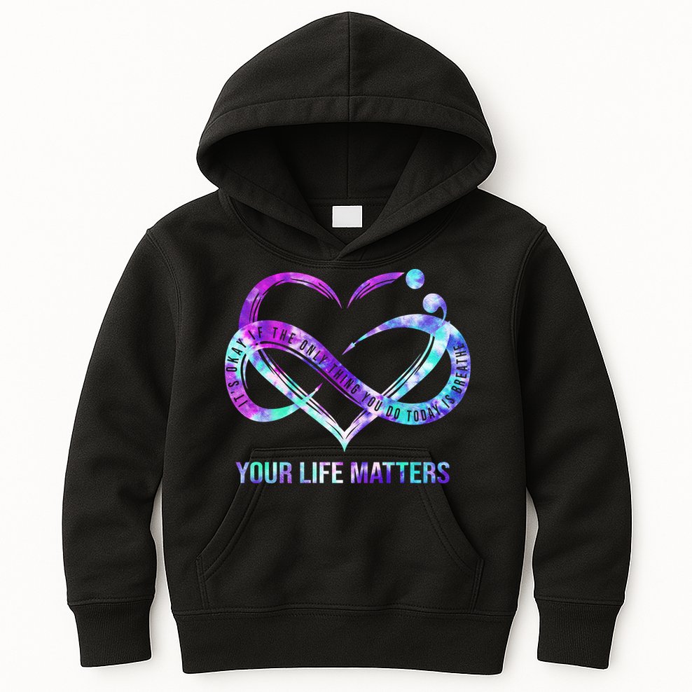 Heart Your Life Matters Suicide Prevention Awareness Kids Hoodie