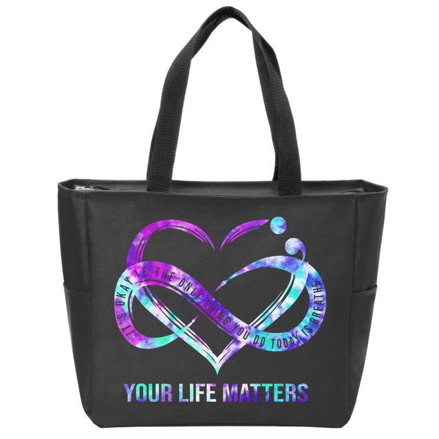 Heart Your Life Matters Suicide Prevention Awareness Zip Tote Bag