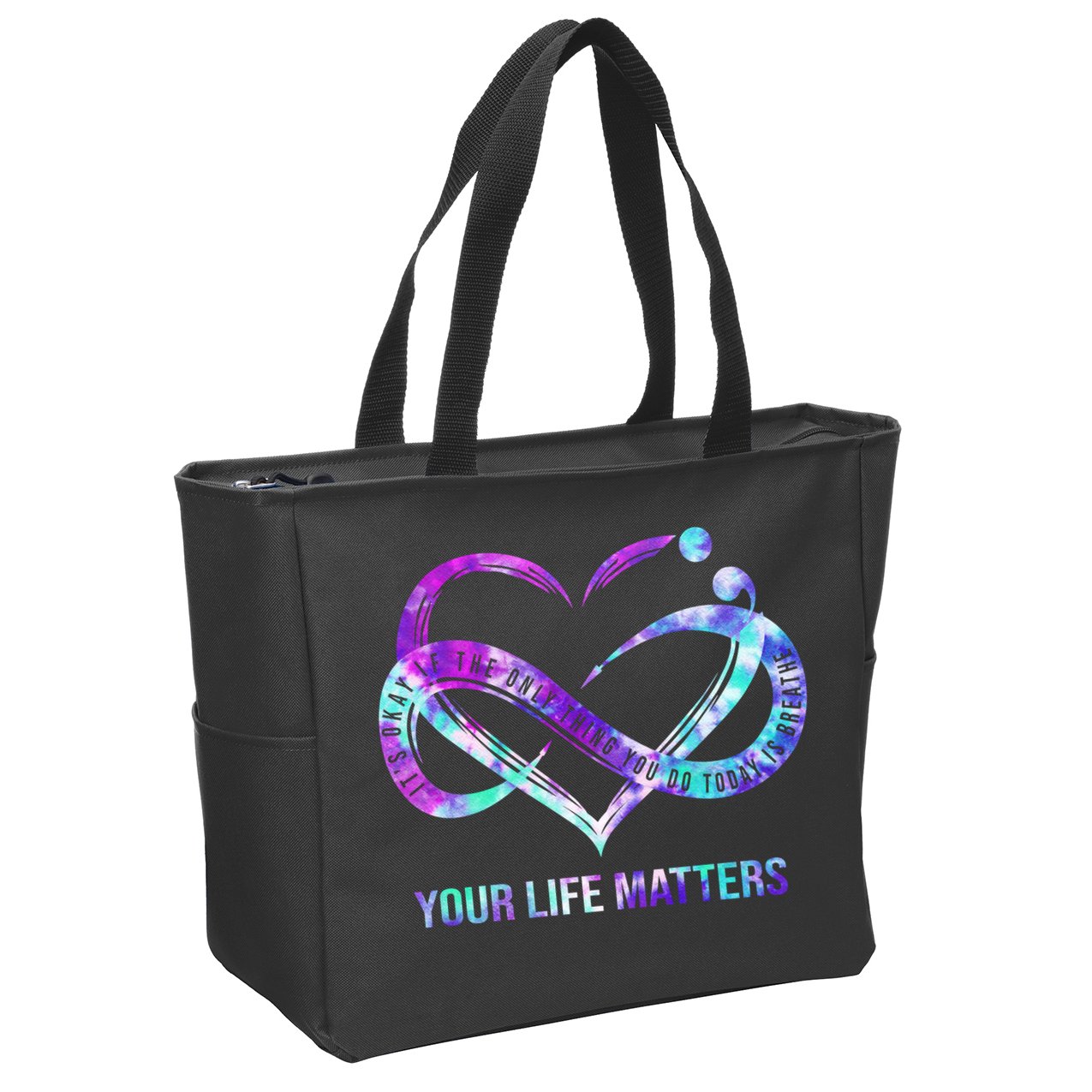 Heart Your Life Matters Suicide Prevention Awareness Zip Tote Bag