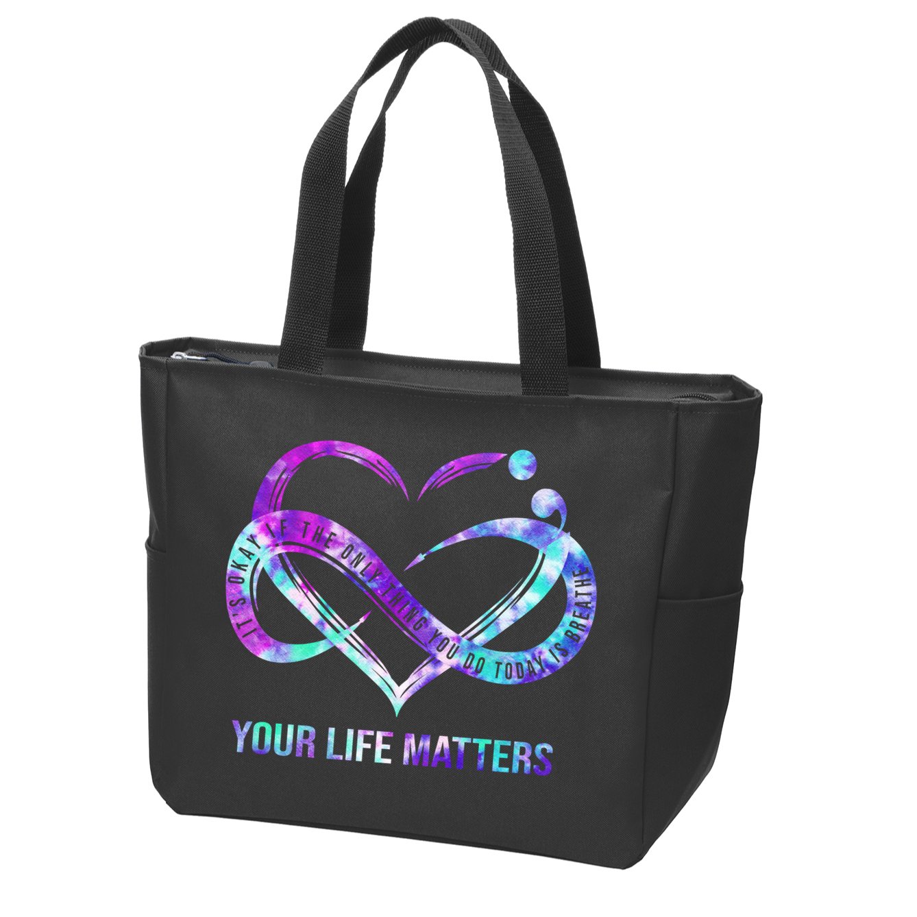 Heart Your Life Matters Suicide Prevention Awareness Zip Tote Bag