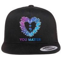 Heart You Matter 988 Suicide Prevention Awareness Flat Bill Trucker Hat