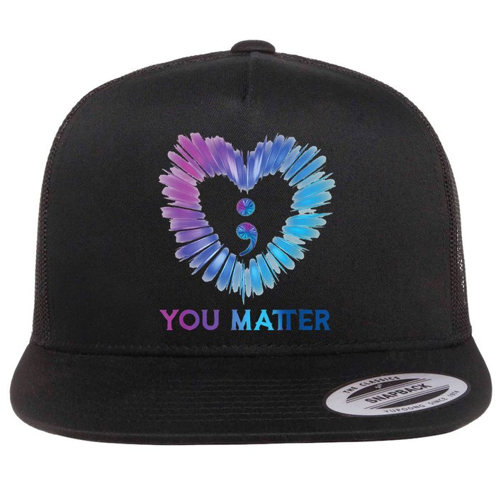 Heart You Matter 988 Suicide Prevention Awareness Flat Bill Trucker Hat