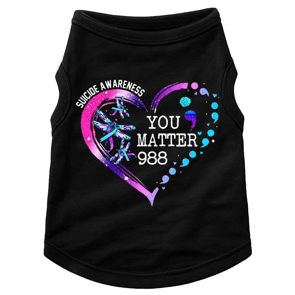 Heart You Matter 988 Suicide Prevention Awareness Dragonfly Doggie Tank