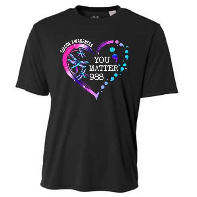 Heart You Matter 988 Suicide Prevention Awareness Dragonfly Cooling Performance Crew T-Shirt