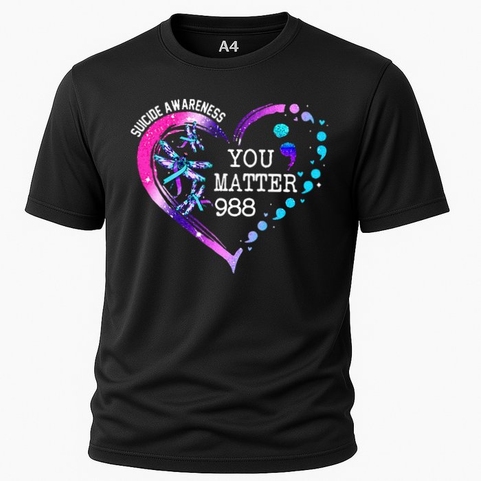 Heart You Matter 988 Suicide Prevention Awareness Dragonfly Cooling Performance Crew T-Shirt