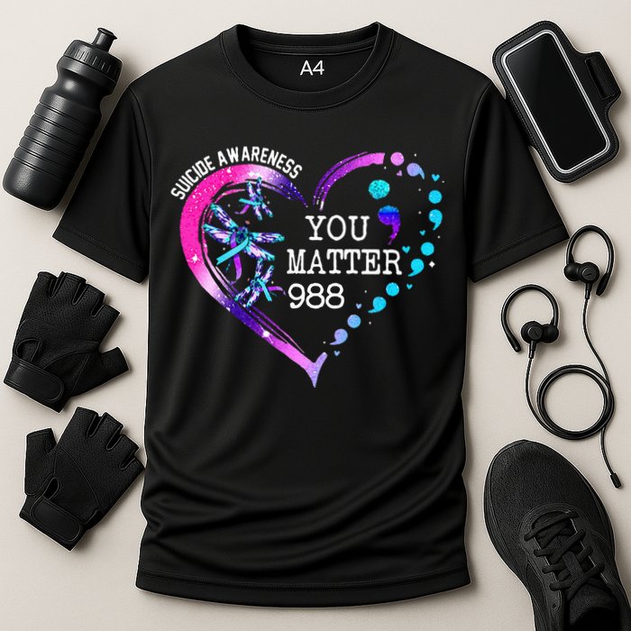 Heart You Matter 988 Suicide Prevention Awareness Dragonfly Cooling Performance Crew T-Shirt