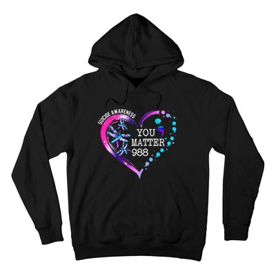 Heart You Matter 988 Suicide Prevention Awareness Dragonfly Hoodie