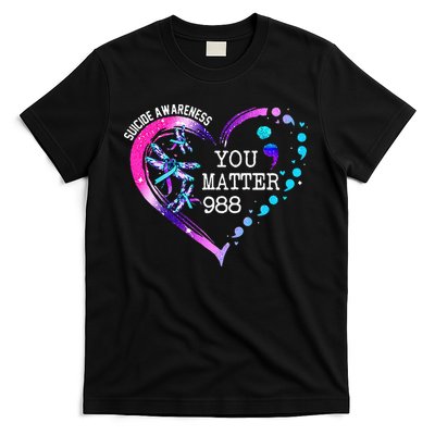 Heart You Matter 988 Suicide Prevention Awareness Dragonfly T-Shirt