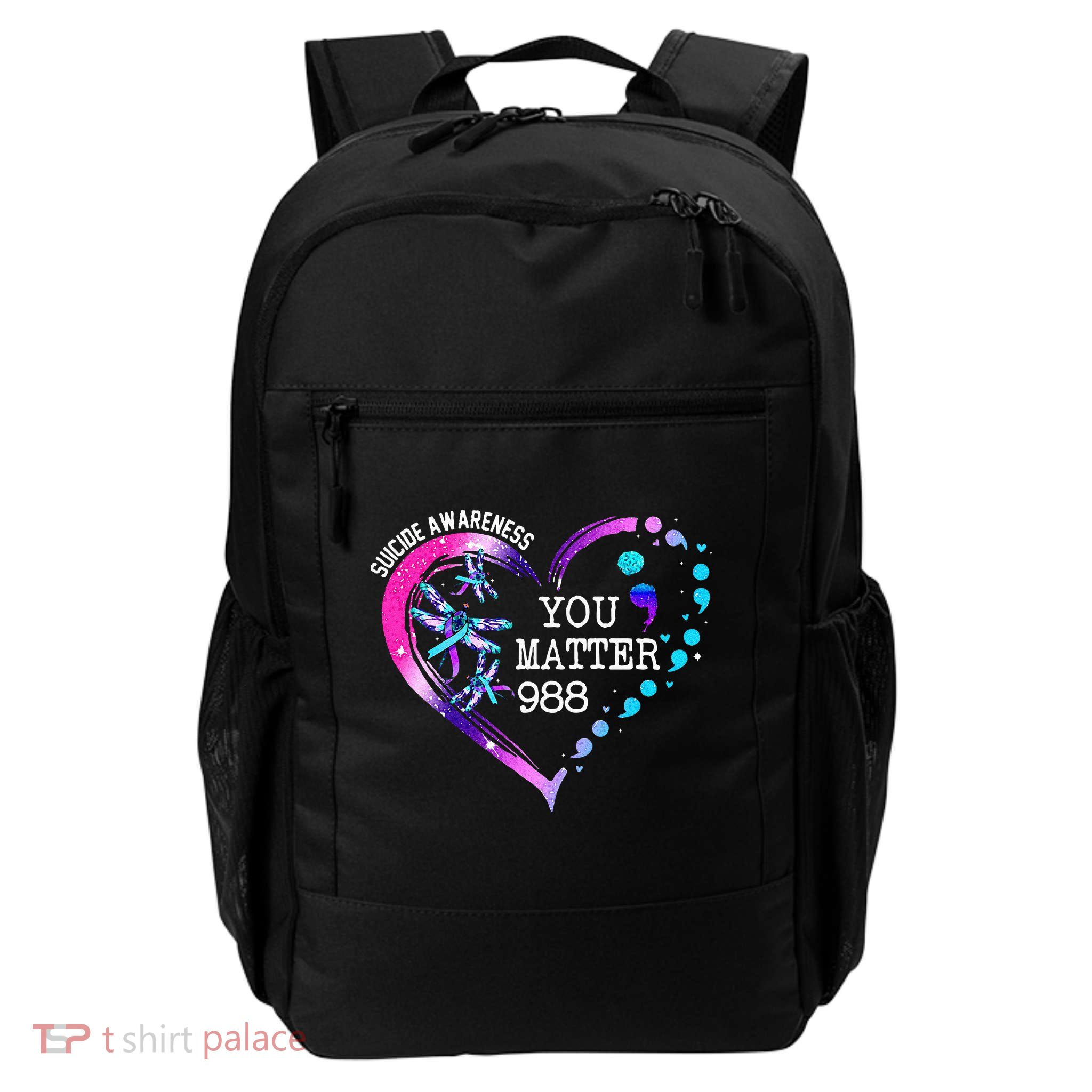 Heart You Matter 988 Suicide Prevention Awareness Dragonfly Backpack