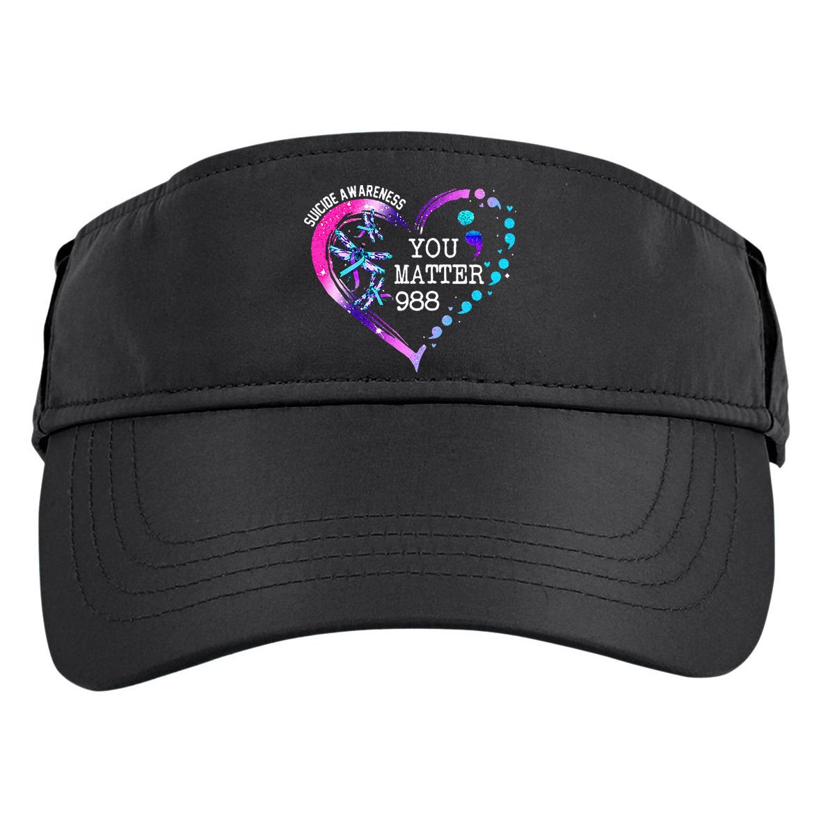 Heart You Matter 988 Suicide Prevention Awareness Dragonfly Adult Drive Performance Visor