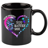 Heart You Matter 988 Suicide Prevention Awareness Dragonfly 11oz C Handle Ceramic Mug