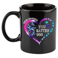Heart You Matter 988 Suicide Prevention Awareness Dragonfly 11oz C Handle Ceramic Mug
