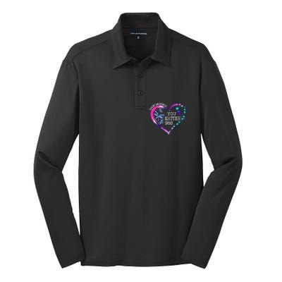 Heart You Matter 988 Suicide Prevention Awareness Dragonfly Silk Touch Performance Long Sleeve Polo