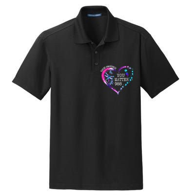 Heart You Matter 988 Suicide Prevention Awareness Dragonfly Dry Zone Grid Polo