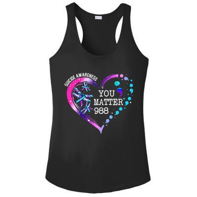 Heart You Matter 988 Suicide Prevention Awareness Dragonfly Ladies PosiCharge Competitor Racerback Tank