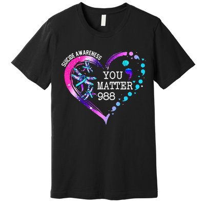 Heart You Matter 988 Suicide Prevention Awareness Dragonfly Premium T-Shirt