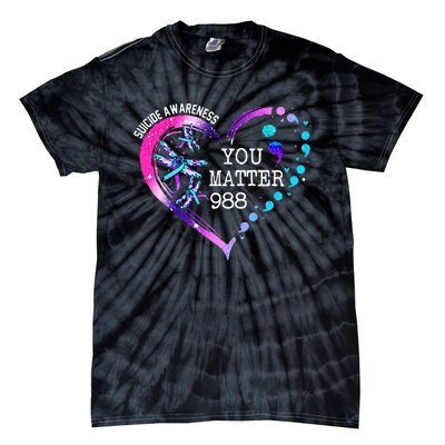 Heart You Matter 988 Suicide Prevention Awareness Dragonfly Tie-Dye T-Shirt