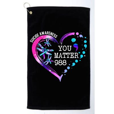 Heart You Matter 988 Suicide Prevention Awareness Dragonfly Golf Towel