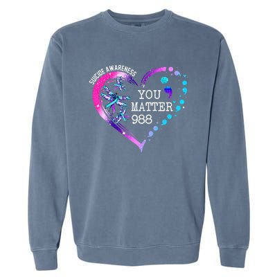 Heart You Matter 988 Suicide Prevention Awareness Dragonfly Garment-Dyed Sweatshirt