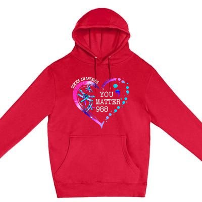 Heart You Matter 988 Suicide Prevention Awareness Dragonfly Premium Pullover Hoodie