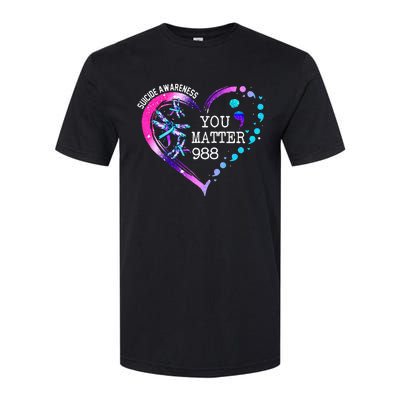 Heart You Matter 988 Suicide Prevention Awareness Dragonfly Softstyle CVC T-Shirt