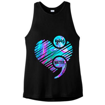 Heart You Matter Don't Let Story End Suicide Prevention Awareness Ladies PosiCharge Tri-Blend Wicking Tank
