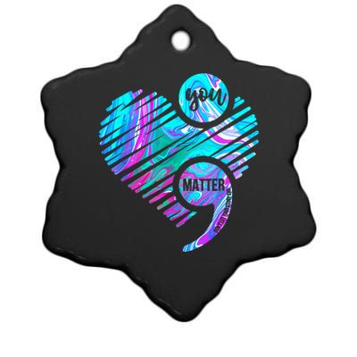 Heart You Matter Don't Let Story End Suicide Prevention Awareness Ceramic Star Ornament