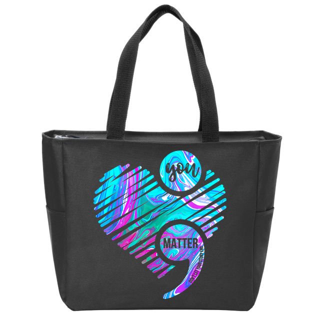 Heart You Matter Don't Let Story End Suicide Prevention Awareness Zip Tote Bag