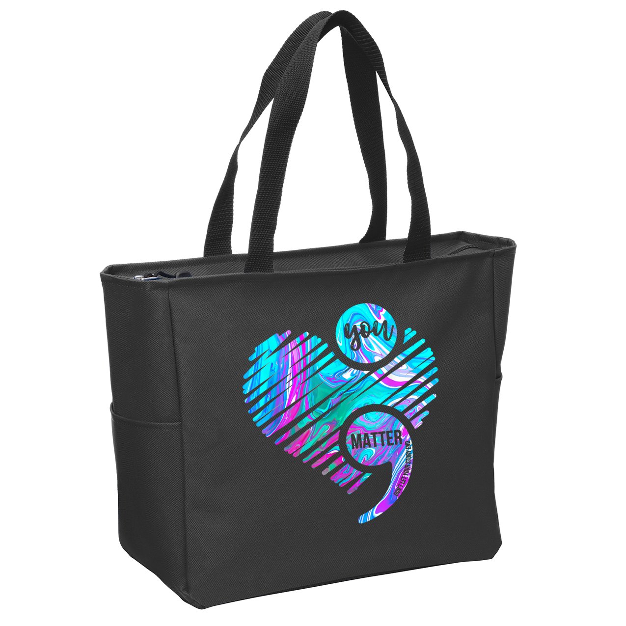 Heart You Matter Don't Let Story End Suicide Prevention Awareness Zip Tote Bag