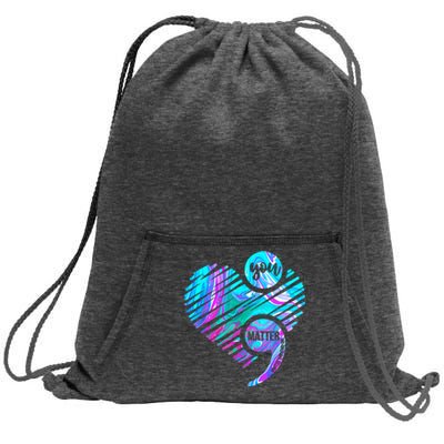 Heart You Matter Don't Let Story End Suicide Prevention Awareness Sweatshirt Cinch Pack Bag