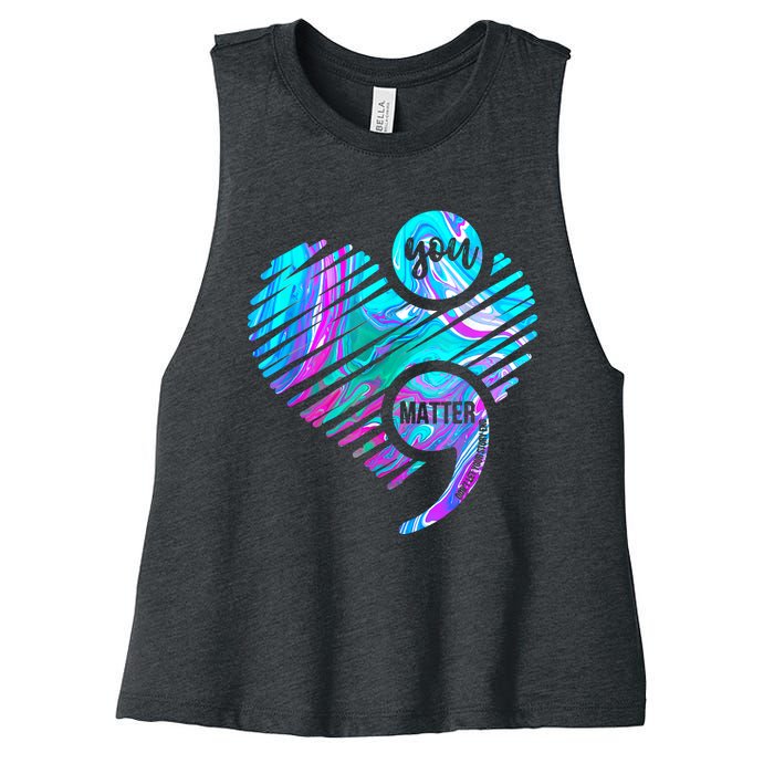 Heart You Matter Don't Let Story End Suicide Prevention Awareness Women's Racerback Cropped Tank