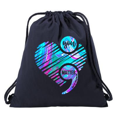 Heart You Matter Don't Let Story End Suicide Prevention Awareness Drawstring Bag