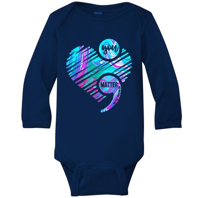 Heart You Matter Don't Let Story End Suicide Prevention Awareness Baby Long Sleeve Bodysuit