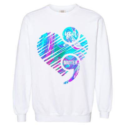 Heart You Matter Don't Let Story End Suicide Prevention Awareness Garment-Dyed Sweatshirt