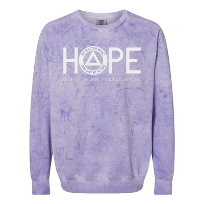 Hope YouLl Never Trudge Alone Sober Aa Na Sayings Gifts Colorblast Crewneck Sweatshirt